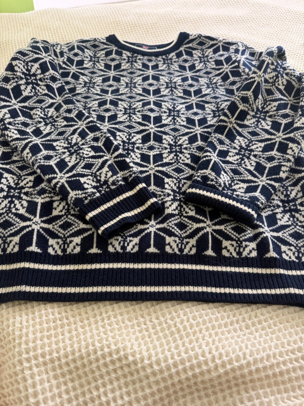 Vineyard Vines Navy and White Fair Isle Crewneck Sweater
